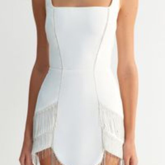 ZEYNEP TOSUN White Shiny Stone Rhinestone Dress, Size US 6 - Picture 5 of 11